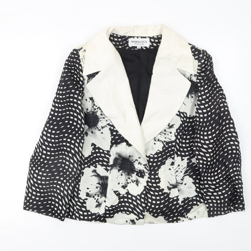 Maria Coca Women's Black Floral Silk Blazer Size 16 Elegant Formal Jacket