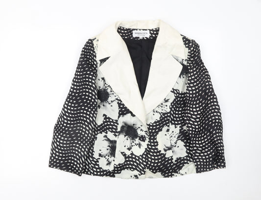 Maria Coca Women's Black Floral Silk Blazer Size 16 Elegant Formal Jacket