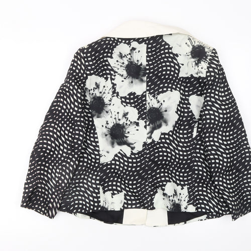 Maria Coca Women's Black Floral Silk Blazer Size 16 Elegant Formal Jacket
