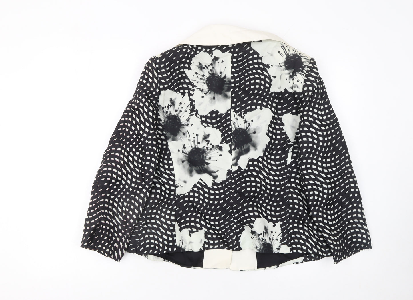 Maria Coca Women's Black Floral Silk Blazer Size 16 Elegant Formal Jacket