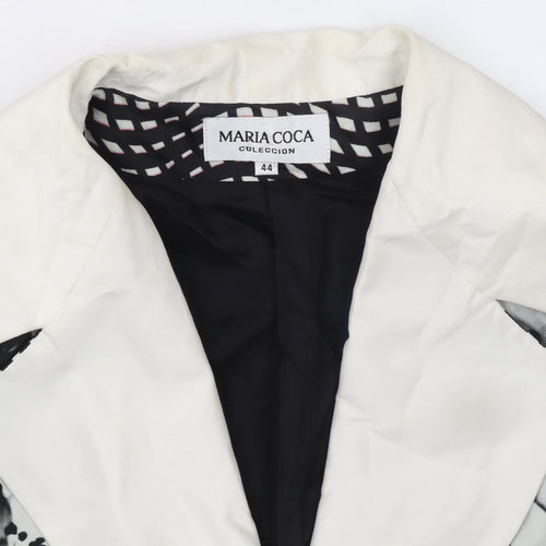 Maria Coca Women's Black Floral Silk Blazer Size 16 Elegant Formal Jacket