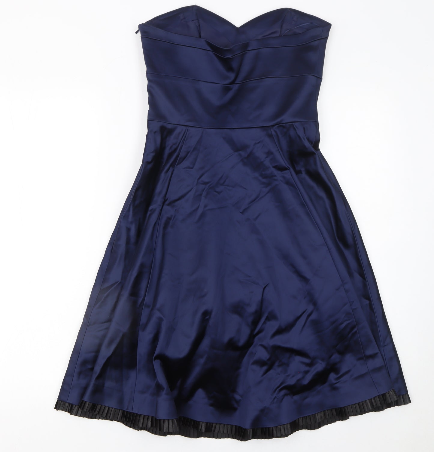 Coast Women Blue Strapless Fit & Flare Satin Dress Size 8