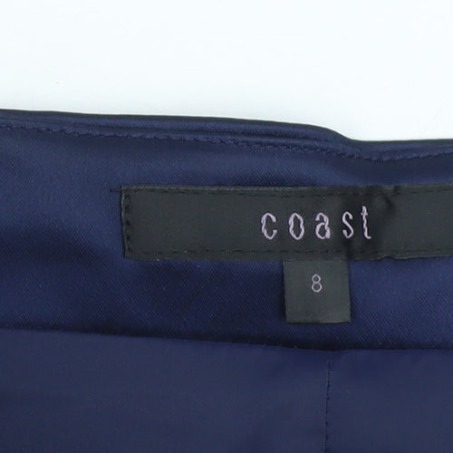 Coast Women Blue Strapless Fit & Flare Satin Dress Size 8