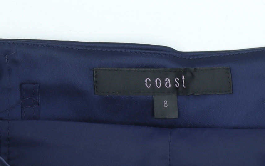 Coast Women Blue Strapless Fit & Flare Satin Dress Size 8