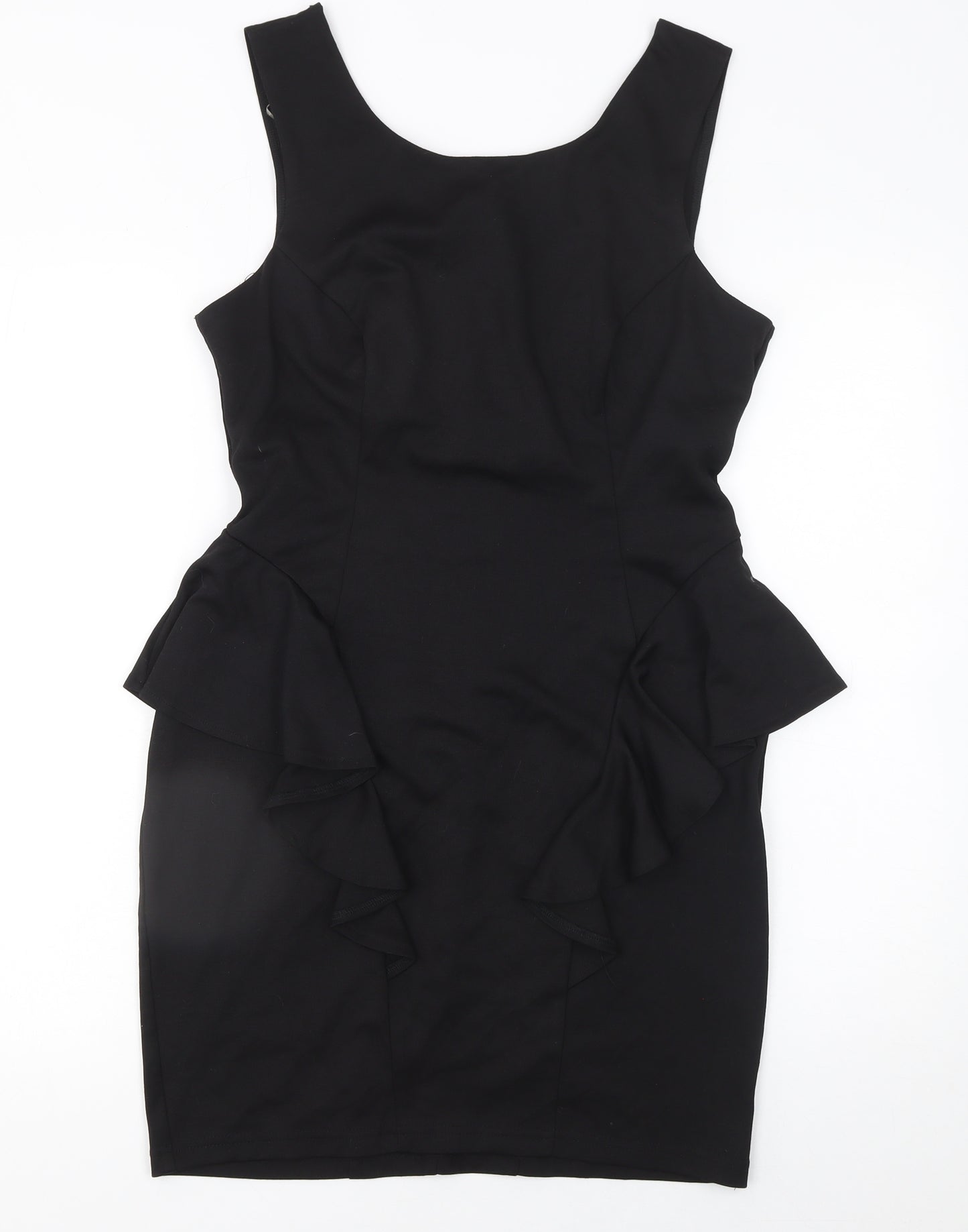 Lipsy Women Black Peplum Knee Length Party Dress Size 14