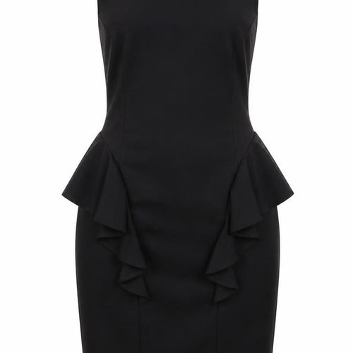 Lipsy Women Black Peplum Knee Length Party Dress Size 14