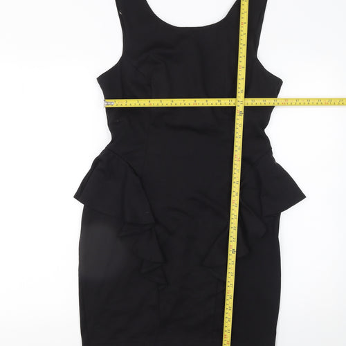 Lipsy Women Black Peplum Knee Length Party Dress Size 14
