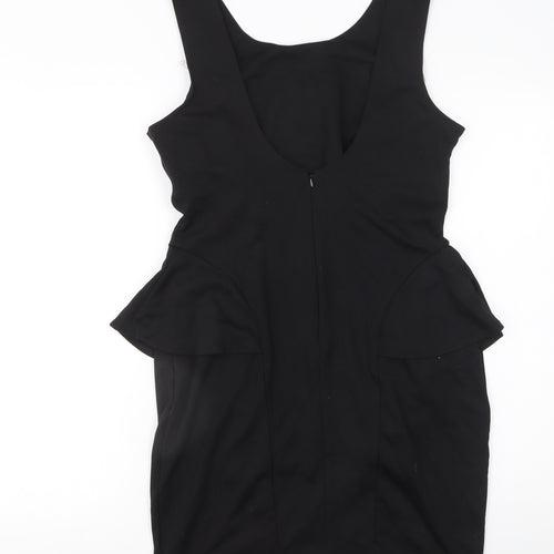 Lipsy Women Black Peplum Knee Length Party Dress Size 14