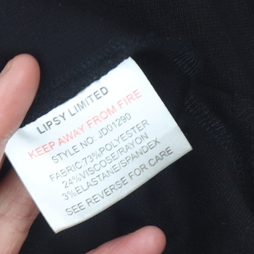 Lipsy Women Black Peplum Knee Length Party Dress Size 14