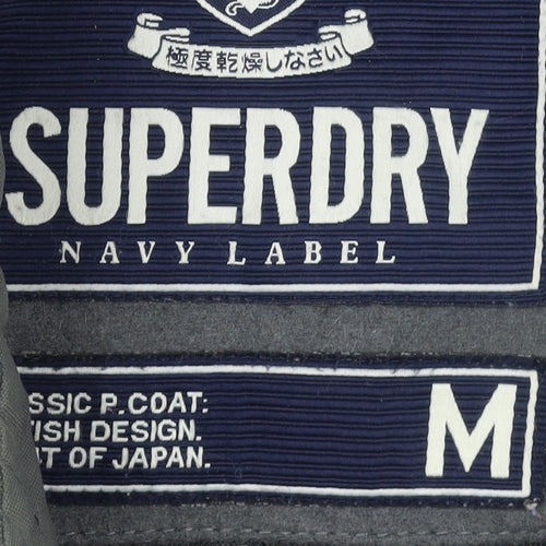 Superdry Men's Grey Wool Pea Coat Medium Military Style Jacket