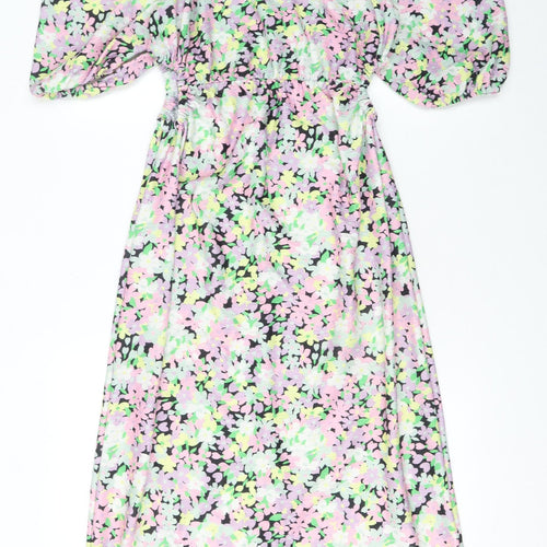 River Island Women’s Multicoloured Floral Midi Dress Size 10 A-Line Jersey