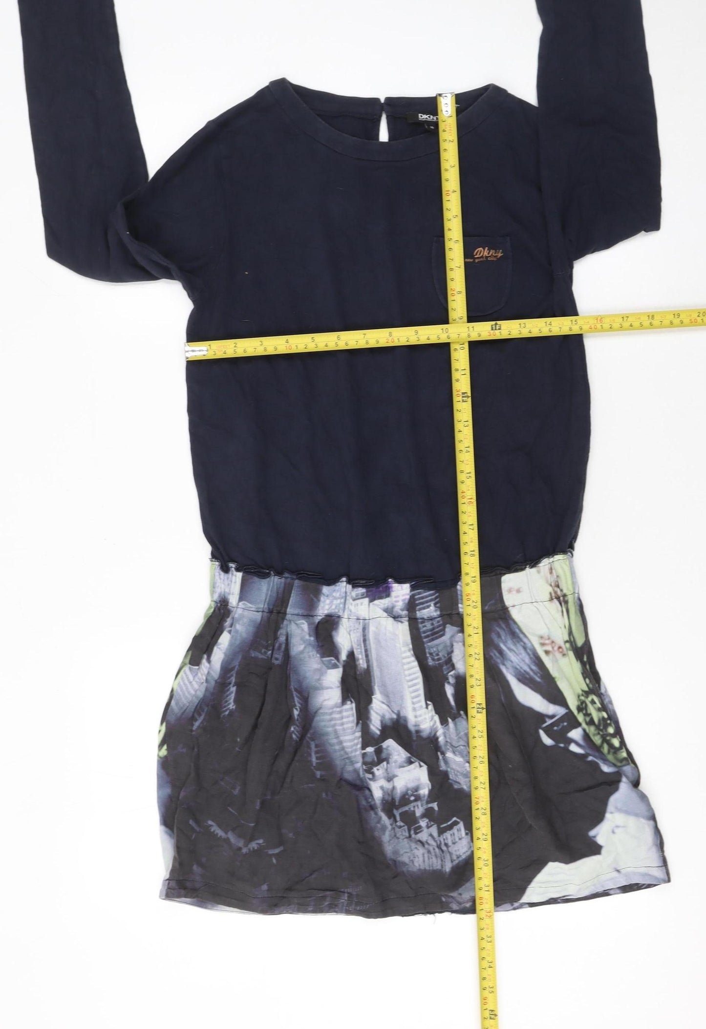 DKNY Women Black Fit & Flare Dress Size 16 Long Sleeve Urban Style