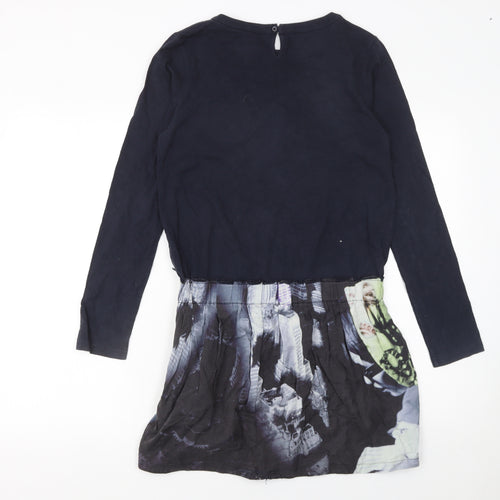 DKNY Women Black Fit & Flare Dress Size 16 Long Sleeve Urban Style
