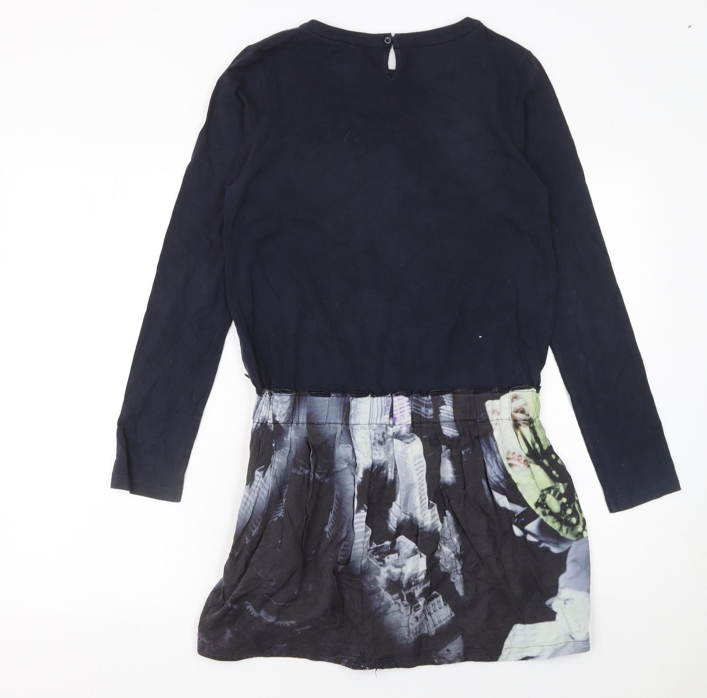 DKNY Women Black Fit & Flare Dress Size 16 Long Sleeve Urban Style