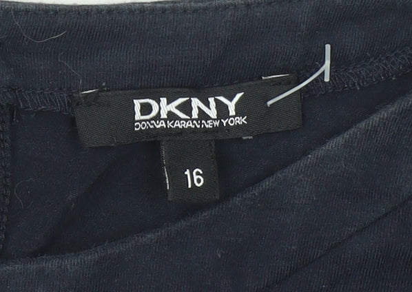 DKNY Women Black Fit & Flare Dress Size 16 Long Sleeve Urban Style