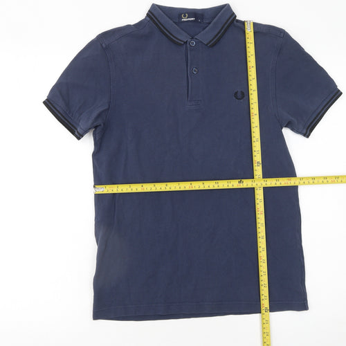 Fred Perry Men's Blue Slim Fit Cotton Polo Shirt Size S