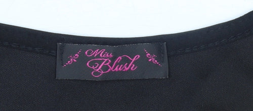 Miss Blush Women’s Black Gold Bodycon Dress Size 14 Long Sleeve Party