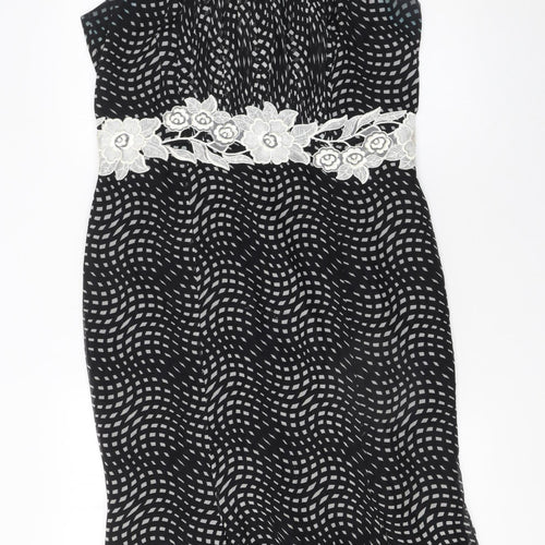 Maria Coca Women’s Black Midi Fit & Flare Silk Dress Size 16