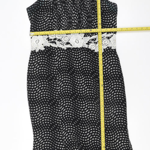 Maria Coca Women’s Black Midi Fit & Flare Silk Dress Size 16