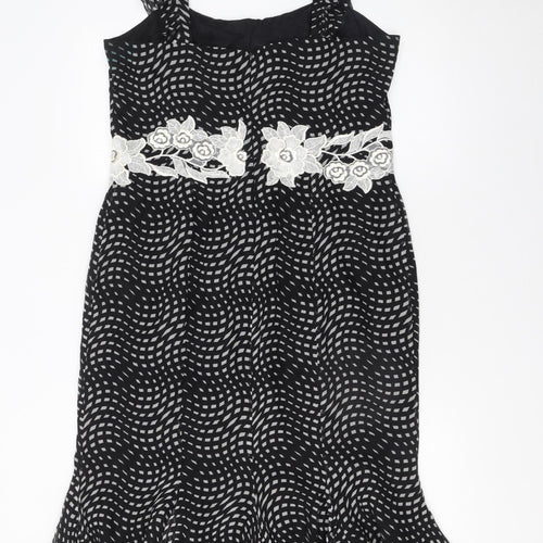 Maria Coca Women’s Black Midi Fit & Flare Silk Dress Size 16