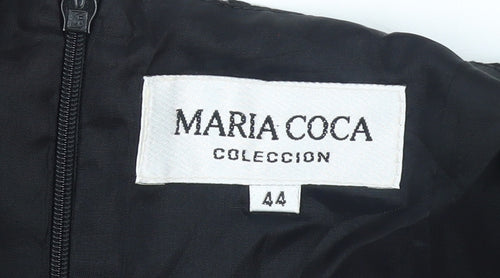 Maria Coca Women’s Black Midi Fit & Flare Silk Dress Size 16