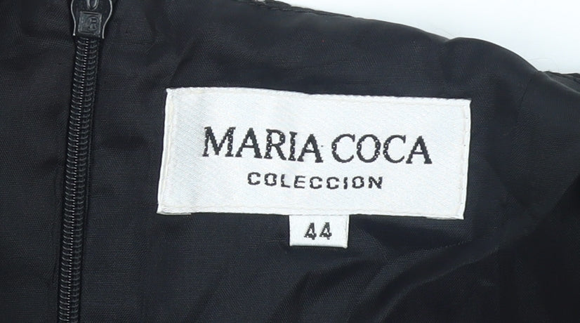 Maria Coca Women’s Black Midi Fit & Flare Silk Dress Size 16