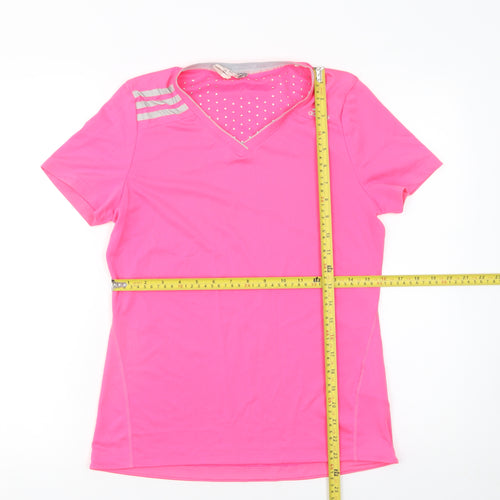 Adidas Womens Pink V-Neck Climachill Active T-Shirt Size 12