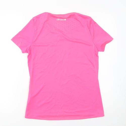 Adidas Womens Pink V-Neck Climachill Active T-Shirt Size 12