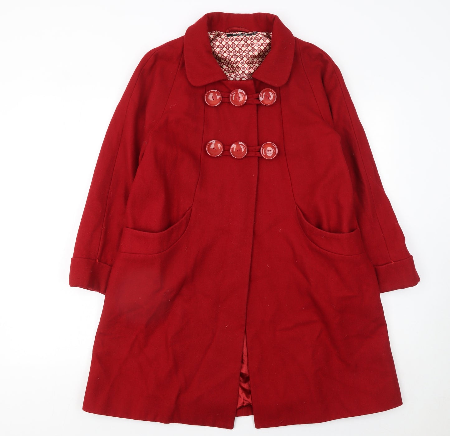 Atmosphere Women's Red Wool Blend Mid-Length Coat Size 12