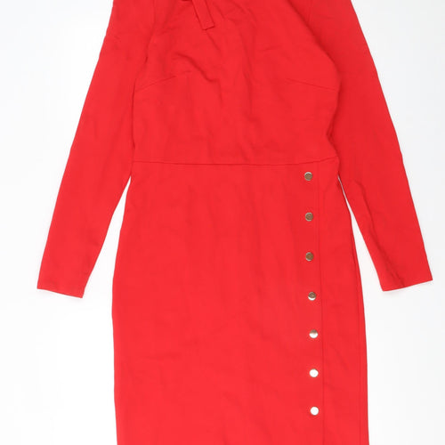 Smashed Lemon Womens Red Sheath Knee Length Dress Size 12