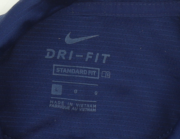 Nike Men's Blue Dri-Fit Polo Shirt Size L Regular Fit