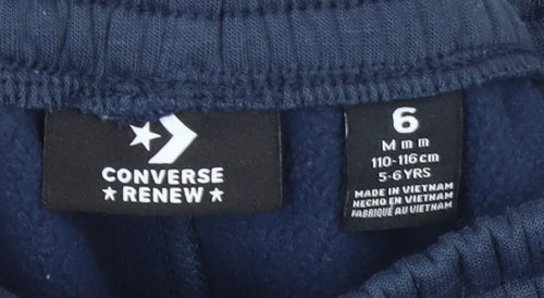 Converse Boys Blue Jogger Sweatpants 5-6 Years Fleece Elastic Waist