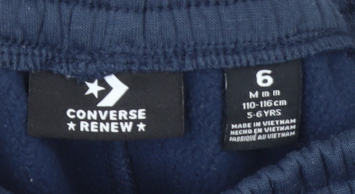 Converse Boys Blue Jogger Sweatpants 5-6 Years Fleece Elastic Waist
