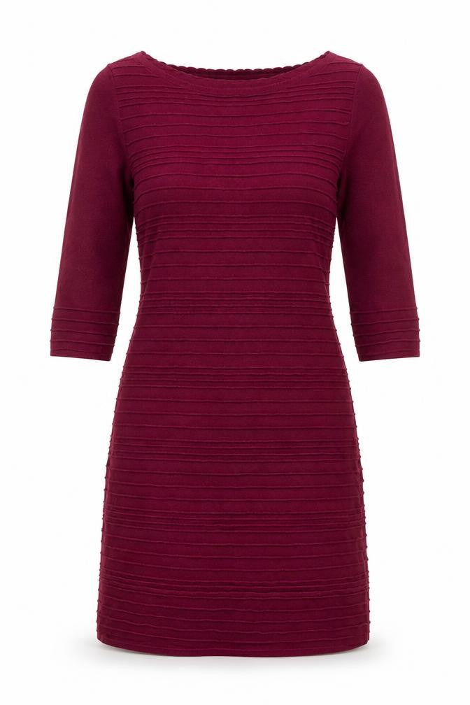 Monsoon Women Red Knit Shift Dress Size 10 3/4 Sleeve Classic Style