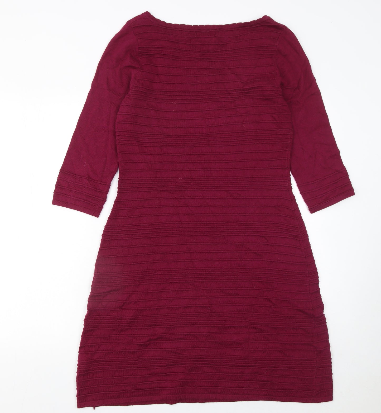 Monsoon Women Red Knit Shift Dress Size 10 3/4 Sleeve Classic Style