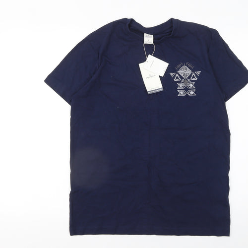 Springfield Men's Blue Aztec Graphic Cotton T-Shirt Size S