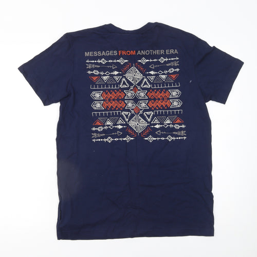 Springfield Men's Blue Aztec Graphic Cotton T-Shirt Size S