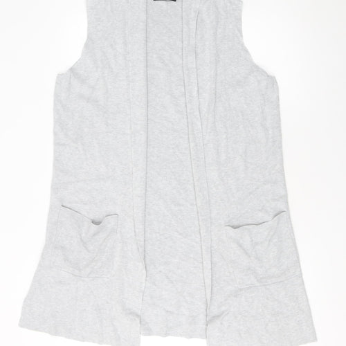Dunnes Stores Women Grey Sleeveless Open Cardigan Size 14