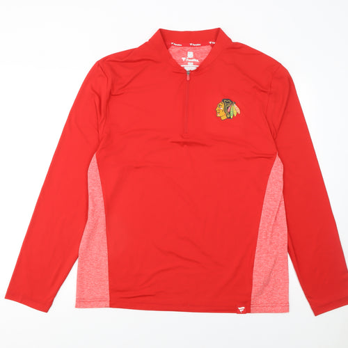 Fanatics Men's Red 1/4 Zip Athletic Hockey Sweatshirt Size L