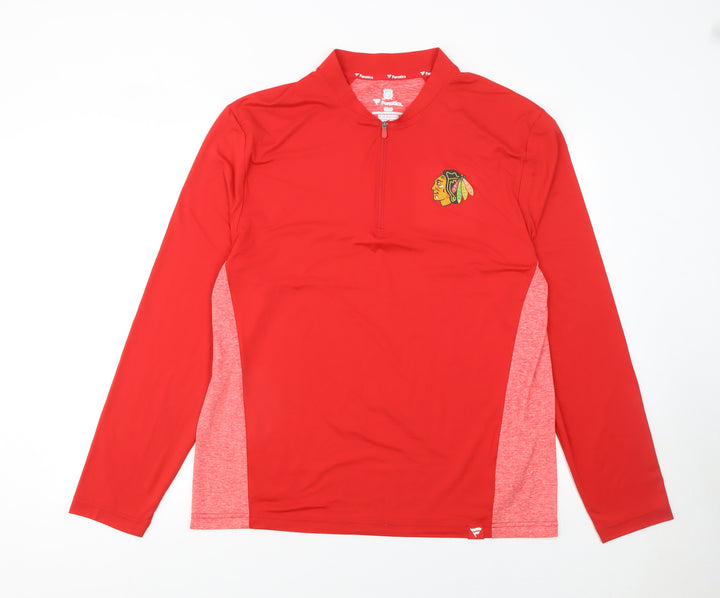 Fanatics Men's Red 1/4 Zip Athletic Hockey Sweatshirt Size L