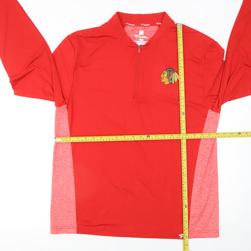 Fanatics Men's Red 1/4 Zip Athletic Hockey Sweatshirt Size L