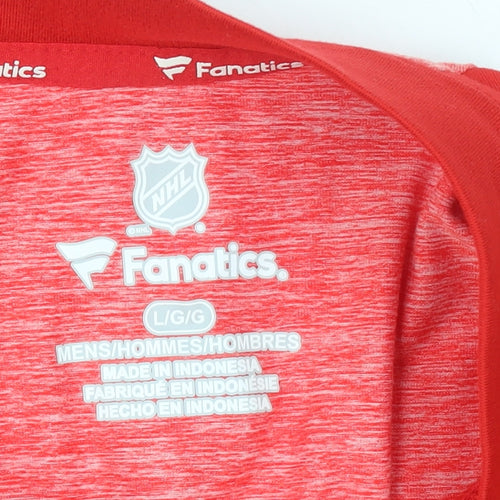 Fanatics Men's Red 1/4 Zip Athletic Hockey Sweatshirt Size L