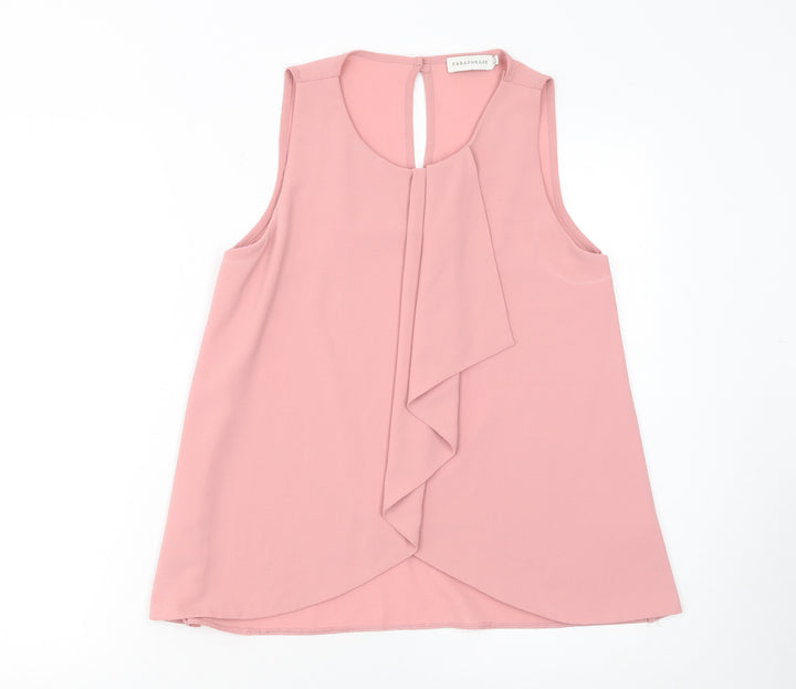 Paraphrase Women Pink Ruffle Sleeveless Blouse XS