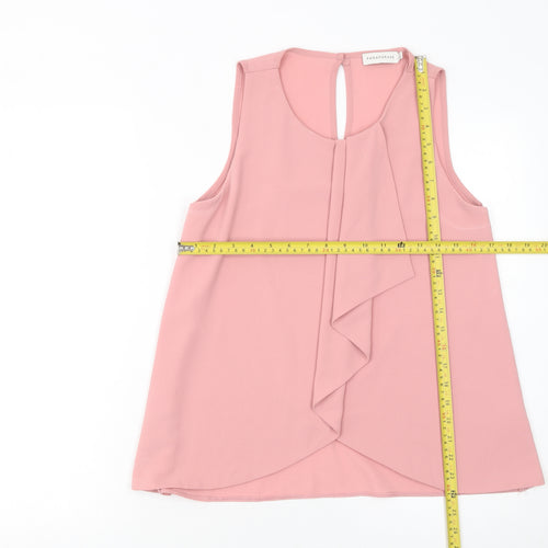 Paraphrase Women Pink Ruffle Sleeveless Blouse XS