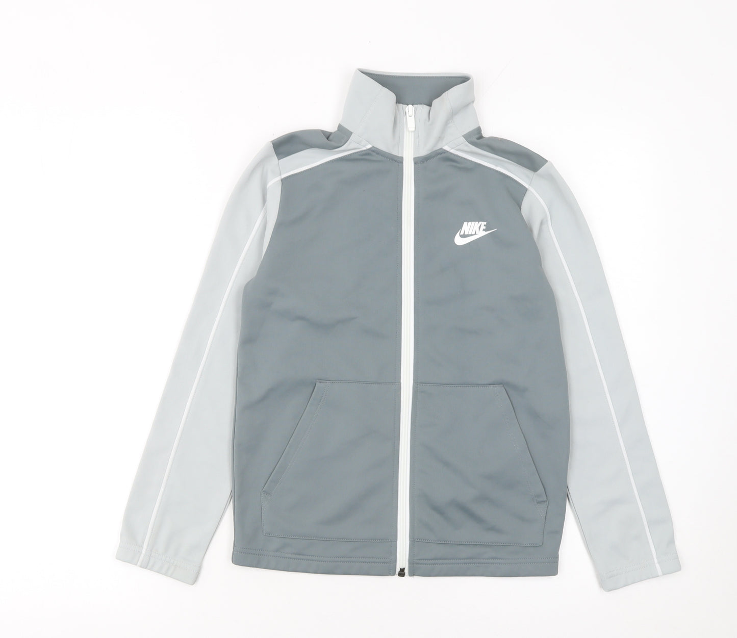 Nike Boys Grey Track Jacket 8-9 Years Full Zip Activewear Top