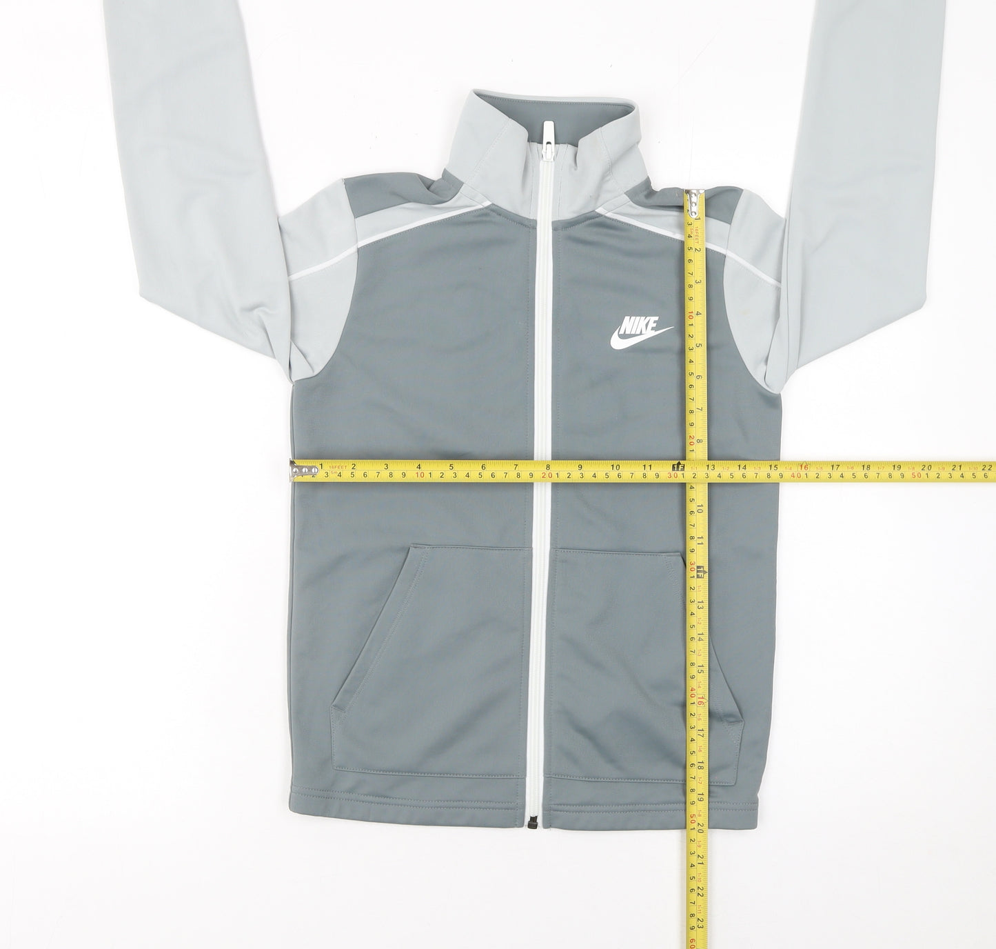 Nike Boys Grey Track Jacket 8-9 Years Full Zip Activewear Top
