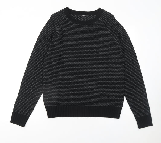 George Men's Black Striped Knit Crew Neck Jumper Size S