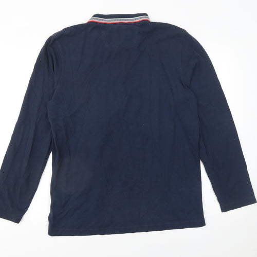 Hugo Boss Mens Blue Long Sleeve Cotton Polo Shirt XL Regular Fit