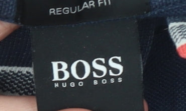 Hugo Boss Mens Blue Long Sleeve Cotton Polo Shirt XL Regular Fit