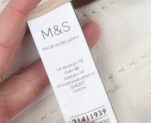 Marks and Spencer Per Una Women’s Ivory Linen Wide-Leg Cropped Trousers Size 18